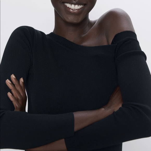 ZARA 2020 tailored knitted fitted black dress - Picture 6 of 11